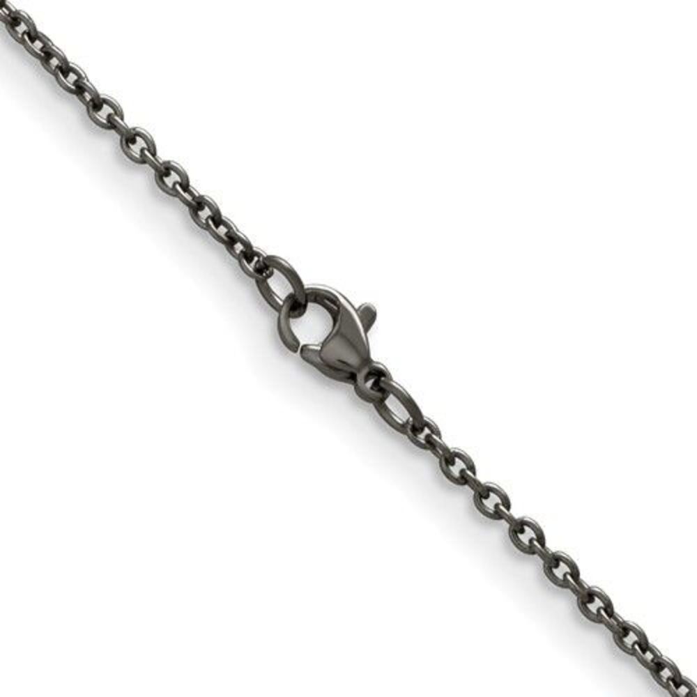 2.25mm Dark Gray Titanium Classic Polished Cable Chain Necklace, 24 In